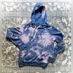 Empyre Not Today Blue Hoodie Bleached Tie Dye with White Drawstrings